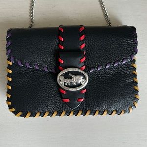 Unique Coach Leather Crossbody Bag - Black with Colorful Stitching